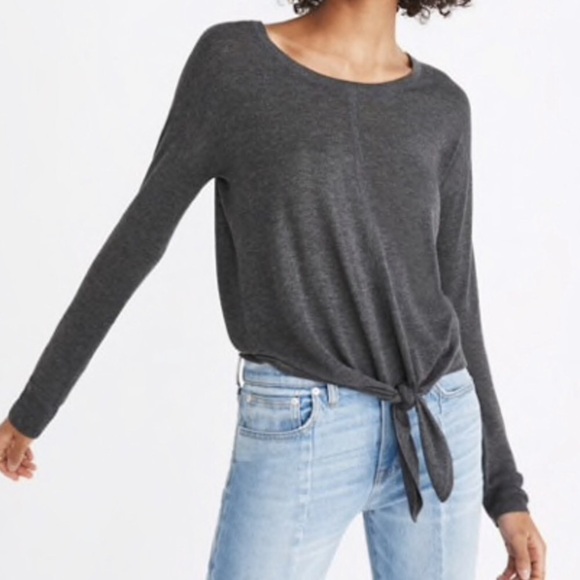 Madewell Gray Modern Tie Front Sweater Tee XXS - Picture 1 of 14